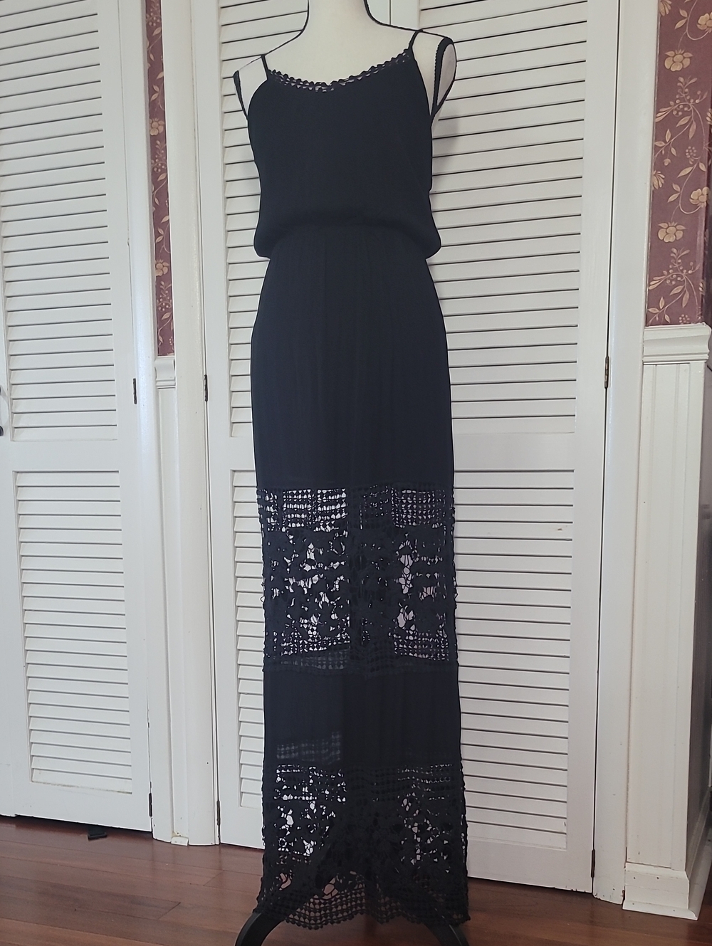 Rue21 Black Crochet-Panel Maxi Dress